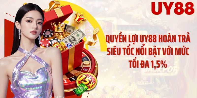 Quyền lợi UY88 hoàn trả siêu tốc nổi bật với mức tối đa 1,5%